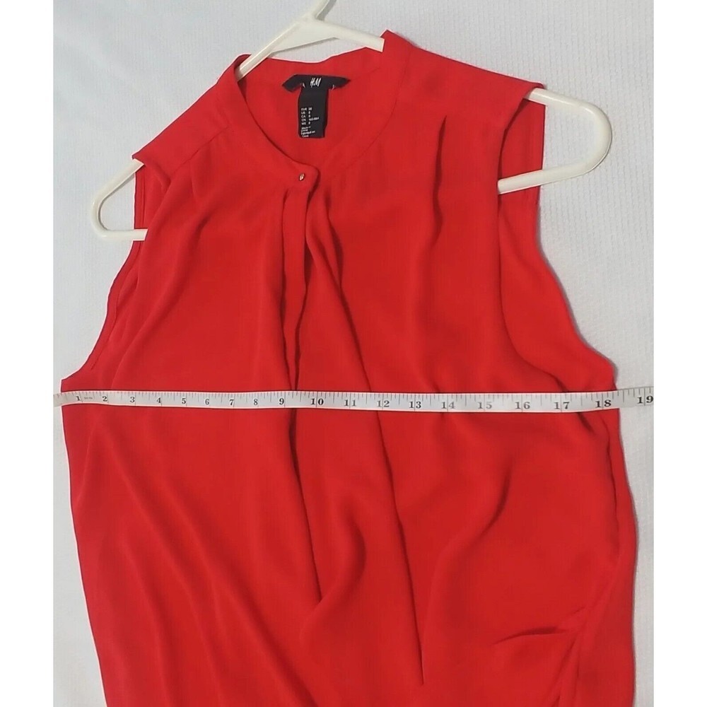 H&M Blouse for Women Size 8 Red Color Hidden Buttons Sleeveless - Picture 8 of 12